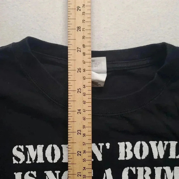 Smokin Bowls Vermont Graphic Long Sleeve T Shirt Black Red Bar Anvil Cotton Sz L - Picture 5 of 15